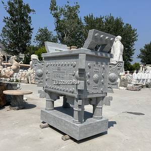 古韵青石雕花鼎——复刻商周青铜礼器·家居陈设艺术品