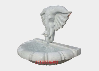 石雕喷水象头