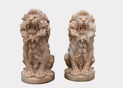 石雕欧式蹲狮 大理石欧式狮子