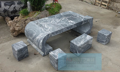 雪浪石石桌书卷